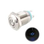 uxcellmo men ta Lee metal кнопка кнопка переключатель Flat Head 12mm установка диаметр 1NO 3-6V голубой LED свет 