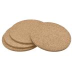 uxcell ラウンドコースター 直径100 mm 厚さ4 mm コルクカップマットパッド 手触りが柔らかく 食器用 4個入り