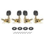 PATIKIL クラシックギター弦 チューニングペグ クロムメッキ マシンヘッド 調律キーチューナー 単穴 2左 2右 ブラック 4個