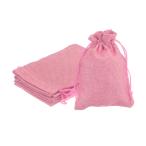 uxcell ダブル巾着袋 コットン黄麻布ポーチ ジュエリー スとパイス ビーン キャンディー ギフト袋 10cm x 14cm ピンク 5個