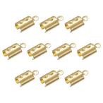 uxcell コードクランプ ターミネーターカールキャップ 捲り上げコードエンド ゴールドトーン 4mm ID 30個入り