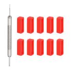 uxcell ウォッチストラップループ ファスナーリング 時計ベルトループ 時計バンド修理用ばね棒付き ラバー 22mm レッド 10個