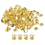 uxcell レザーリベット 9mm ダブルキャップリベット 8mm高さ 金属スタッドリベット レザークラフト修理 ゴールドトーン 50セット