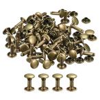 uxcell レザーリベット 8mm ダブルキャップリベット 12mm高さ 金属スタッドリベット レザークラフト修理 ブロンズトーン 50セット