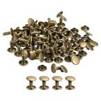 uxcell レザーリベット 9mm ダブルキャップリベット 10mm高さ 金属スタッドリベット レザークラフト修理 ブロンズトーン 50セット