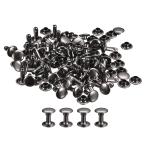 uxcell レザーリベット 8mm ダブルキャップリベット 10mm高さ 金属スタッドリベット レザークラフト修理 ガンブラック 50セット