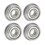 uxcell F606ZZ フランジボールベアリング 深溝玉軸受 フランジ玉軸受 二重シールド クロムスチール 6x17x6mm 4個