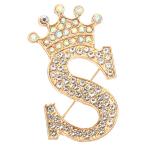 PATIKIL письмо брошь булавка Crown initial стразы алфавит S письмо воротник . значок булавка женский костюм dore юбка Crows craft 