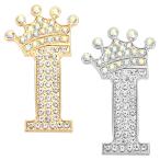 PATIKIL письмо брошь булавка 2 шт. комплект Crown initial стразы алфавит I письмо воротник . значок булавка женский костюм dore юбка Claw 