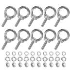 M METERXITY 10セット ステンレス製アイボルト M6x20mm ワッシャー付き 雄ネジ リング ショルダーアイボルト 長さ0.79