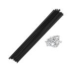 Motoforti 20セット14G ストレートプル自転車スポーク 203 mmストレートプル自転車ホイールスポーク 炭素鋼ブラック