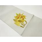 ショッピング松葉茶 ys7123631; 宗sou 塩瀬手描き花に蕾模様名古屋帯（松葉仕立て）【着】