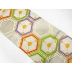 ショッピング松葉茶 ys7465114; 宗sou 亀甲に松葉模様織り出し袋帯（材料）【アンティーク】【着】