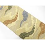 ショッピング松葉茶 ys7490904; 宗sou 道長取りに波・花・松葉模様織り出しリバーシブル袋帯（材料）【アンティーク】【着】