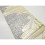 ショッピング松葉茶 ys7497784; 宗sou 菖蒲に光悦垣・松葉模様織り出し袋帯(材料)【アンティーク】【着】