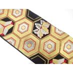 ショッピング松葉茶 ys7529235; 宗sou 亀甲に桐・松葉模様織り出し袋帯(材料)【アンティーク】【着】