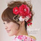 髪飾り 成人式 2点セット 牡丹 赤 コーム Uピン パール ラメ 藤 ブラ 髪留め ヘアアクセサリー 袴 浴衣 着物 振袖 卒業式