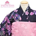 ショッピング浴衣 子供 浴衣 子供 女の子 キッズ 単品 黒 ブラック ピンク 薔薇 バラ ローズ 花 蝶々 ラメ 変わり織り こども 女児