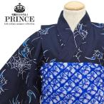 ショッピング浴衣 子供 浴衣 子供 男の子 キッズ 単品 紺系 ネイビー 蜘蛛の巣 蝙蝠 コウモリ 紅梅織 こども 男児
