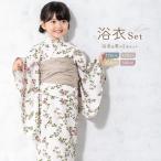 浴衣 子供 女の子 セット 2024 SOUBIENオリジナル 吸水速乾 CoolPass 2点セット 女児 アイボリー系 ピンク 薔薇 夏 110 120 130 140  送料無料