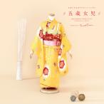  "Семь, пять, три" кимоно в аренду 5 лет девочка полный комплект желтый цвет желтый слива рука . бабочка японская одежда японский костюм женщина .. прекрасный .