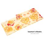 浴衣 レディース 単品 tsumori chisato ツモリチサト クリーム オレンジ 薔薇 水玉 注染 女性用 ゆかた  フリー