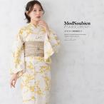 浴衣 レディース 浴衣セット 夏 大人 F 半幅帯 3点 白 黄色 ベージュ 花 帯 レディース浴衣 女性 ゆかた ユカタ yukata モダン レトロ 創美苑