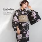 浴衣 レディース 浴衣セット 夏 大人 F 半幅帯 3点 黒 ブラック ピンク 牡丹 綿  レディース浴衣 女性 ゆかた ユカタ yukata モダン レトロ 創美苑