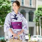 浴衣 セット レディース レトロ 浴衣セット 3点セット ピンク 紫 クリーム 燕 南天 綿 モダン 半幅帯 ボヌールセゾン 30代 40代 ママ S フリー 送料無料