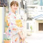 浴衣 レディース セット レトロ 作り帯 浴衣セット 大人 3点セット 白系 ホワイト 黄色 水玉 金魚 綿 女性 ボヌールセゾン S フリー 送料無料