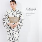 浴衣 セット レディース 浴衣セット 半幅帯大人 3点セット ホワイト 白系 千鳥 和柄 ベージュ S フリー 送料無料