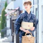 浴衣 レディース セット レトロ 作り帯 浴衣セット 大人 3点セット 紺 クリーム 牡丹 ボタン 花  夏 女性用 S・フリー 送料無料