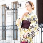 浴衣 レディース セット レトロ 浴衣セット 大人 3点セット 薄黄色 クリーム ボルドー ポピー 花 吸水速乾 CoolPass 夏 女性用 S・フリー 送料無料