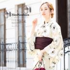 浴衣 レディース セット レトロ 浴衣セット 大人 3点セット ベージュ 薄茶 白 ボルドー ポピー 花 綿 夏 女性用 S・フリー 送料無料