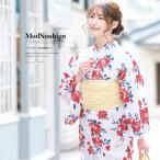 ショッピング浴衣 レトロ 浴衣 レディース セット レトロ 浴衣セット 大人 3点セット 白 赤 椿 ツバキ 花 モダン 変わり織り 夏 女性用 S・フリー 送料無料