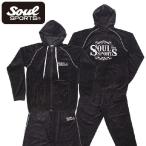 上下セット SOUL SPORTS ベロア セットアップ 長袖 ブラック プロレスウェア njpw
