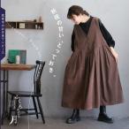 ショッピングコーデュロイ ふくろうと月 真夜中のお月見ワンピース レディース ジャンパースカート ジャンスカ ノースリーブ Vネック フレア Aライン コーデュロイ 綿 コットン