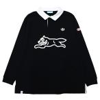 ICECREAM мороженое Rugger рубашка регби рубашка RUGBY SHIRT Street fareru широкий Silhouette бег do черный go принт черный чёрный L XL
