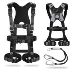 [皇光電工] フルハーネス 新規格 安全帯 夜間作業 全身反射タイプ ハーネス 2丁掛け 墜落制止用器具 ＆ 伸縮式ダブルランヤード ワンタッチバックル