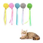 FuninCrea 猫 ボール 噛むおもちゃ 麻縄 ボール ストリーマーとベルが付いた猫のおもちゃ ペットの猫はおもちゃのボールを追いかけて