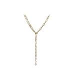Aleasha 金 ロングネックレス パール ペンダント レディース ラリエット ネックレス OTバックル ファッション ジュエリー プレゼ
