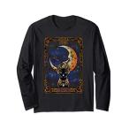 ゴシック異教オカルトタロットカード月と猫女性男性 長袖Tシャツ