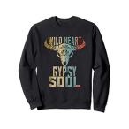 Wild Heart Gypsy Soul Vintage BoHo Cow Bull Skull トレーナー