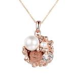 Vogem ローズ ネックレス パール 花 レディース 人気 ネックレス ジルコニア cz k18 ピンクゴールド cz ネックレス ペンダ