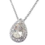 あなたと私の宝石箱 モルガナイト ネックレス ペンダント ・CZ取り巻き 0.70ct しずく型 14234 ギフトラッピング済み