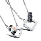 ユニーク(Unique) ネックレス ペア カップル2点セット ペアルック メンズ レディース ハート リング 結び シンプル ステンレスス