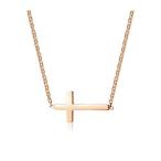 Deelfel ネックレス レディース ピンクゴールド 18ｋ ステンレス 十字架 クロスペンダント シンプル おしゃれ 鎖骨チェーンネック