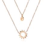 Deelfel ネックレス レディース シンプル ピンクゴールド かわいい 太陽 笑顔ネックレス ペンダント 細め 鎖骨 2連チェーンネック