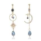 Avance ビジュー アシンメトリー ムーン ロングピアス シルバー925 レディース