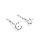 Yoursfs 星と月 S999 シルバー ピアス メンズ レディース 軟骨ピアス ファッション アクセサリー